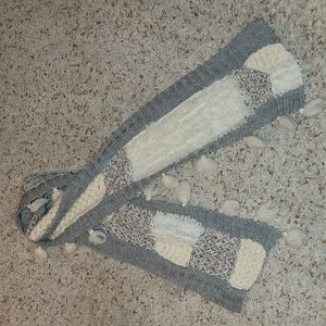 Noonday Collection wool tasle grey and cream colored scarf